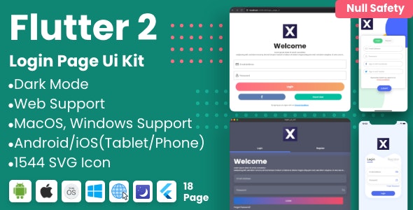 Flutter Login Ui Kit in Flutter 2.0 (Desktop,Web, iOS, Android)