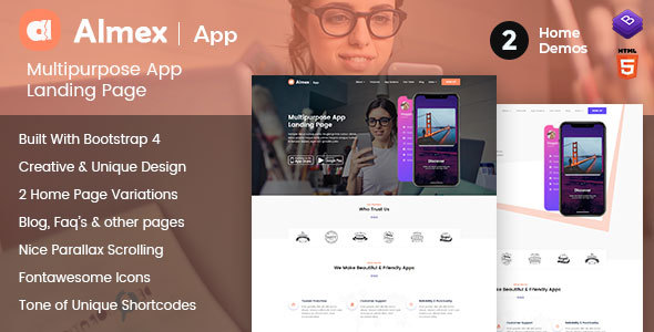 Almex : One Page Responsive HTML5 Parallax Business Landing Page - Business Corporate