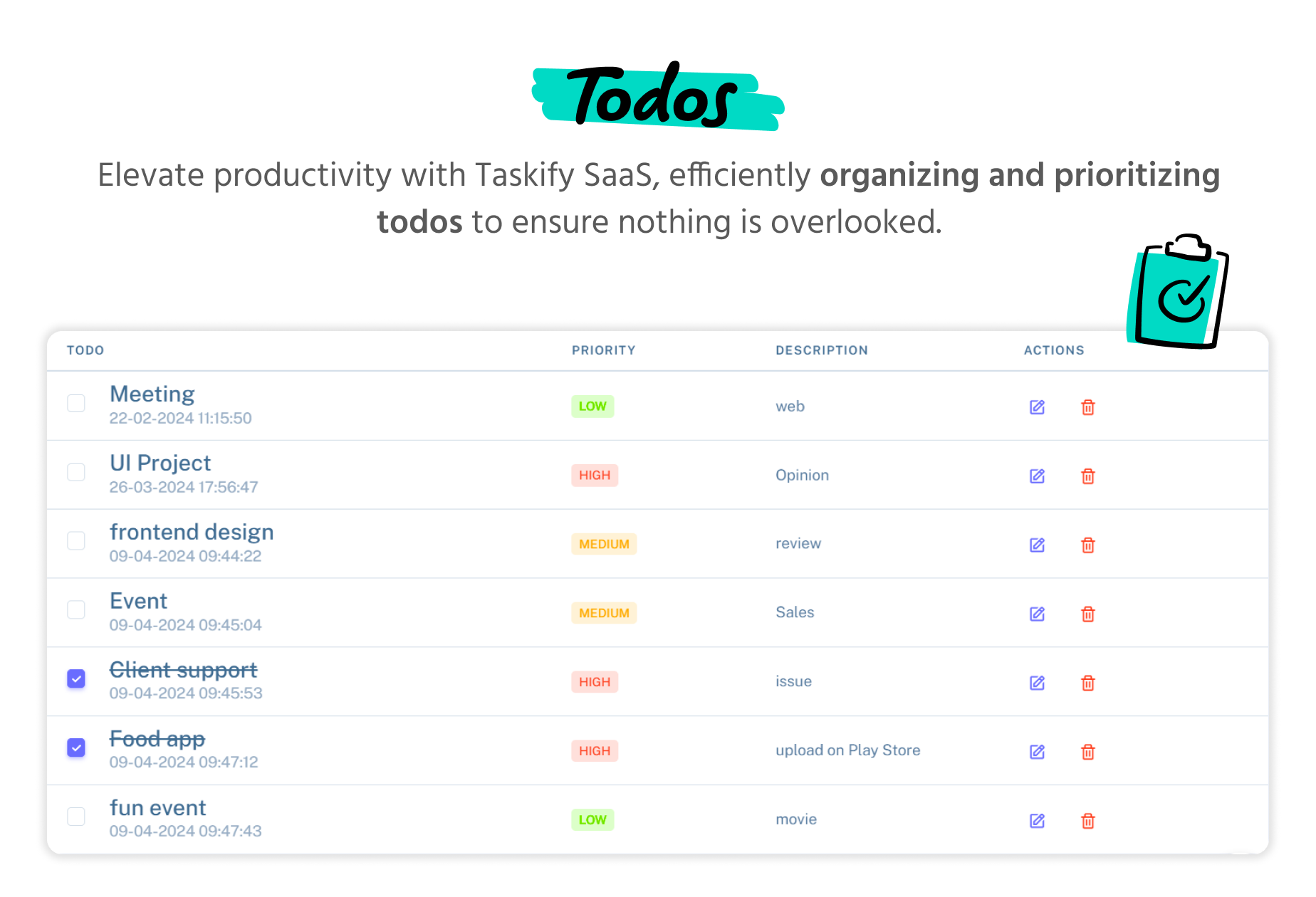 Todos - Admin panel - Taskify SaaS - Project Management, Task Management & Productivity Tool