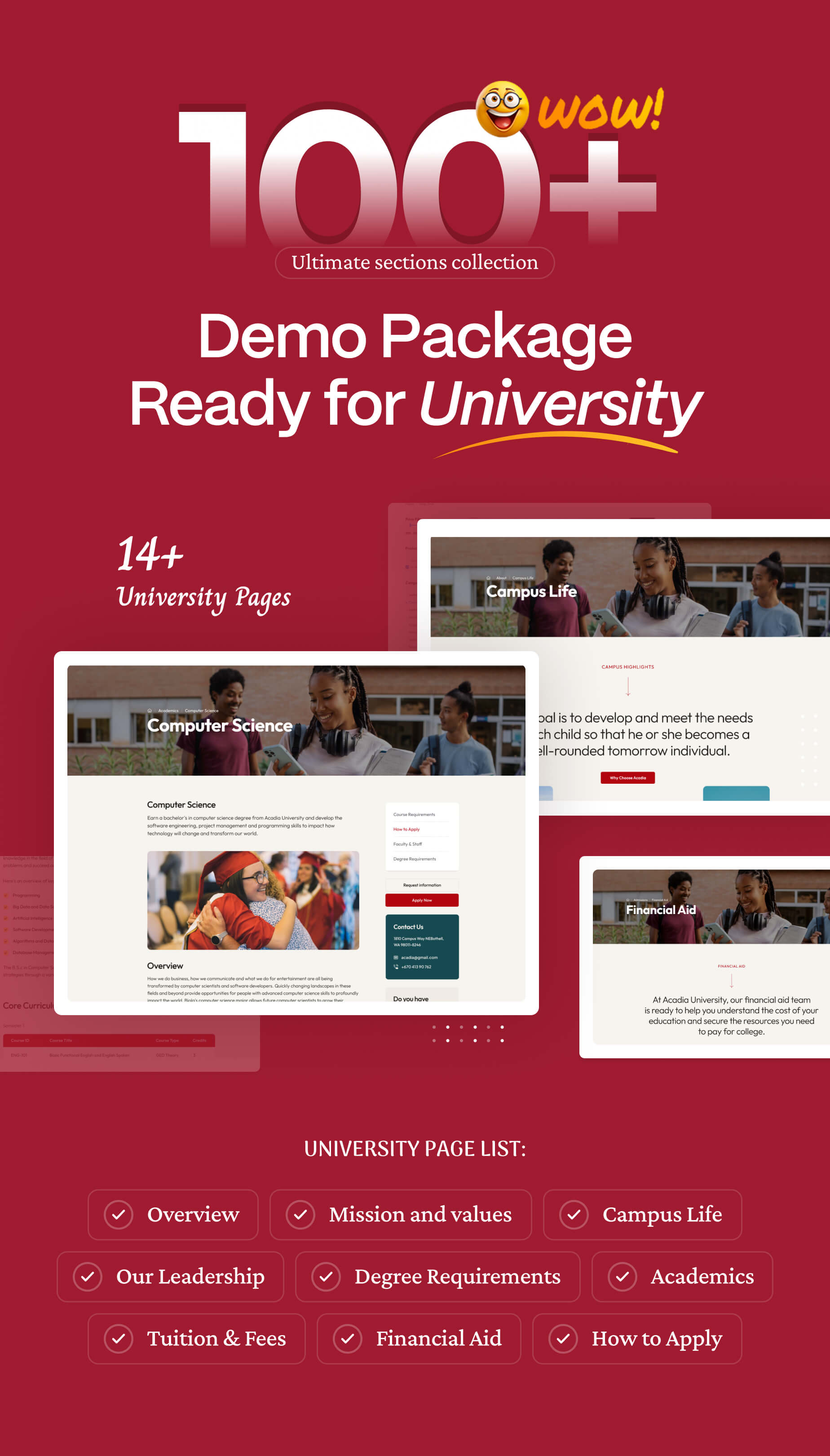 Education WordPress Theme For University & Online Course - Acadia
