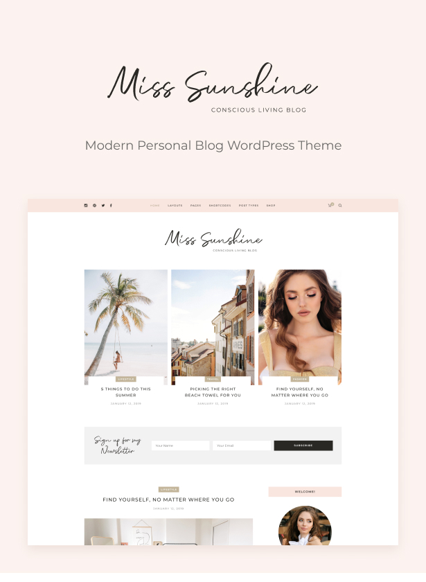 Miss Sunshine Lifestyle Beauty Women Blog By Cmsmasters Themeforest