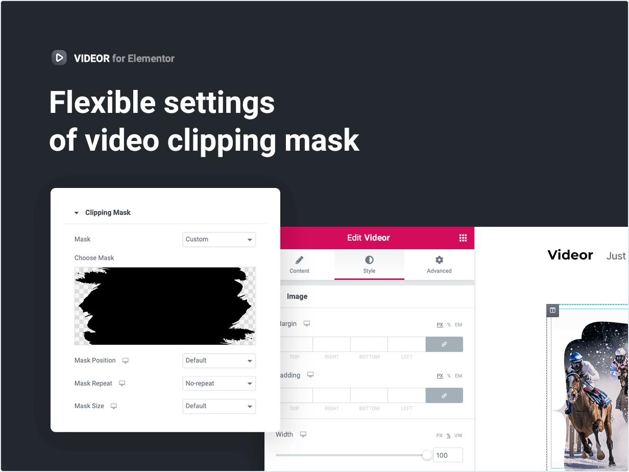 Flexible settings of video clipping mask