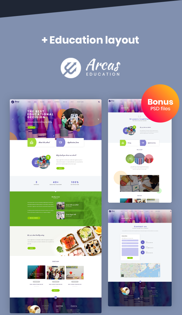 Arcas education - Clean design PSD Template