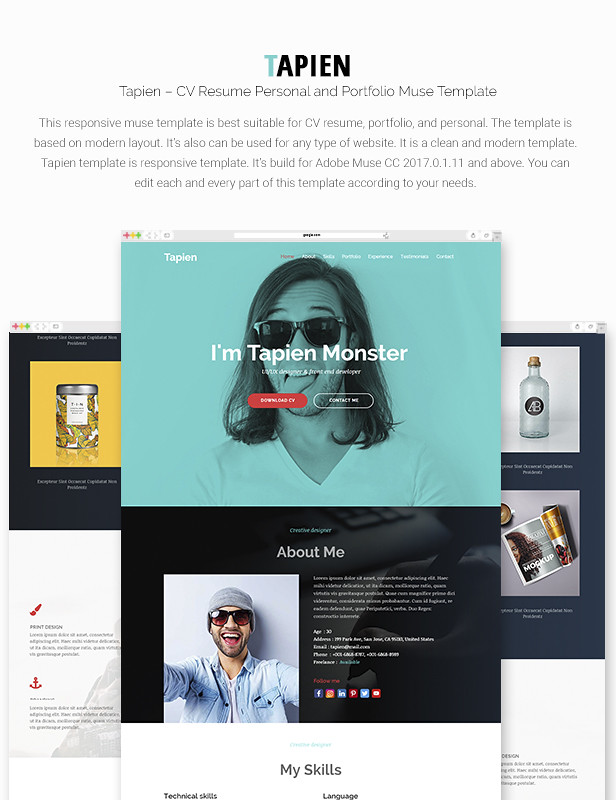 Tapien - CV Resume Personal and Portfolio Muse Template - 7