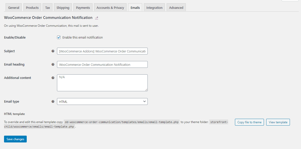 WooCommerce Customer Tracking Email Template