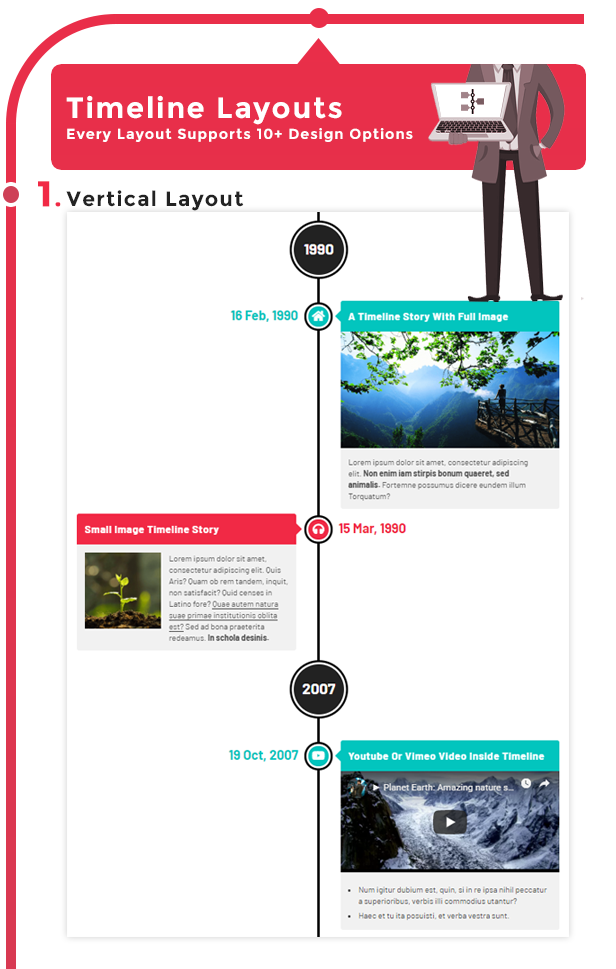 Cool Timeline Pro WordPress 的水平和垂直时间轴插件