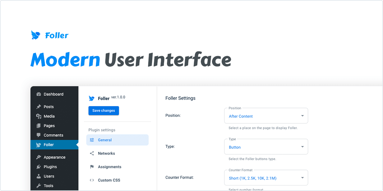 Interface de usuário moderna