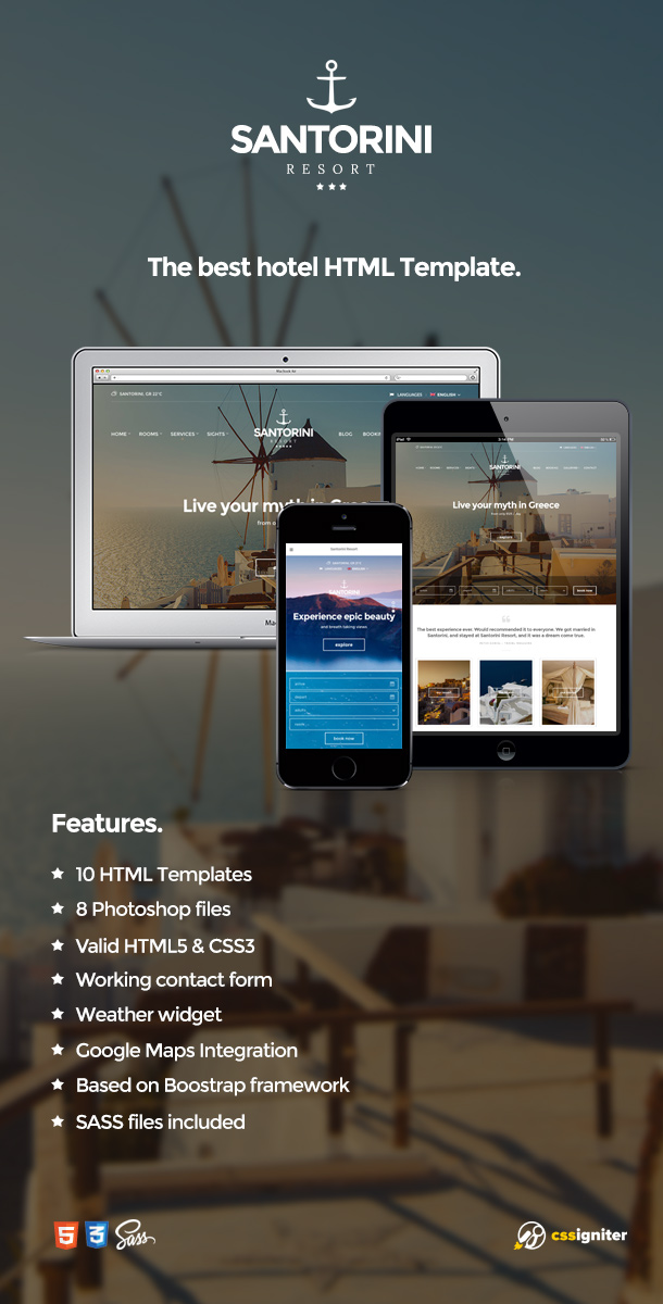Santorini Resort - Responsive Hotel Template - 4