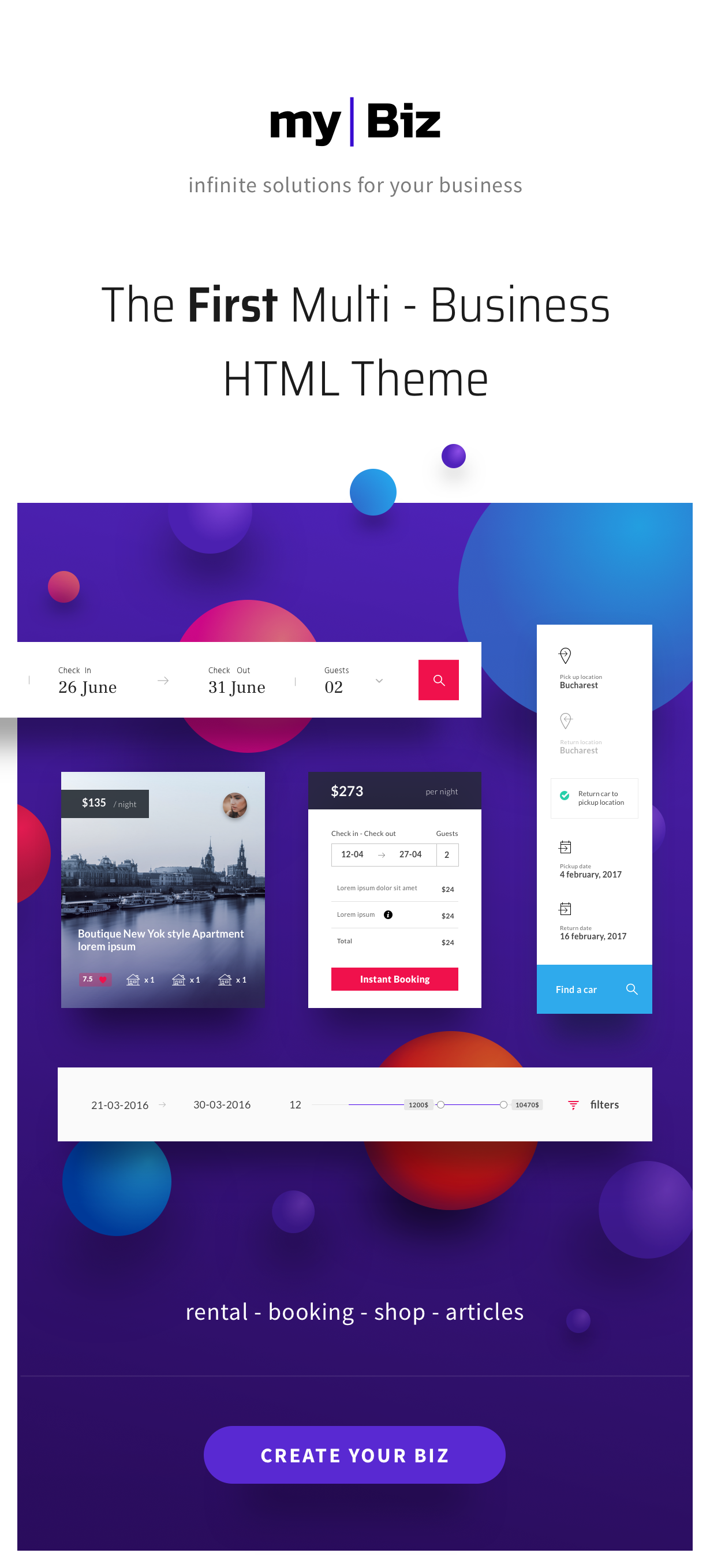 MyBiz - The First Multi-Business & Booking HTML Theme - 1