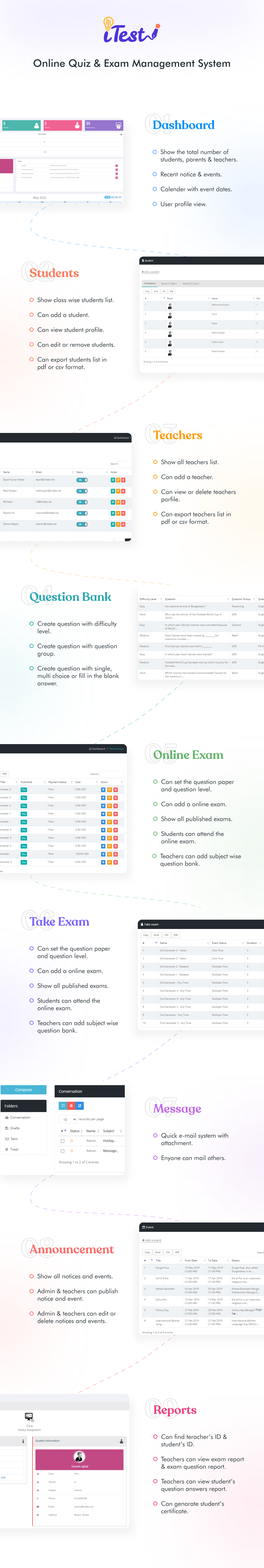 Itest web feature list