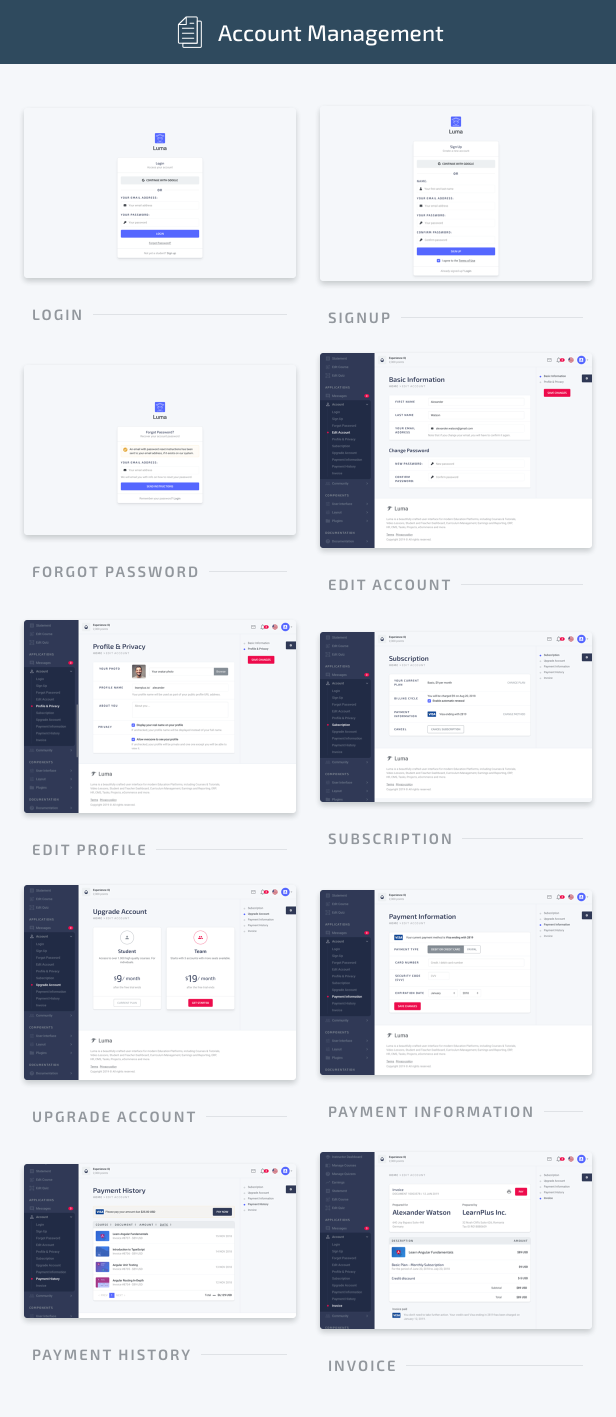 Account Management Pages - Luma Nuxt