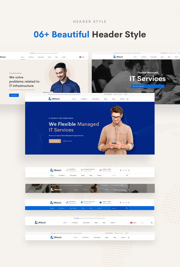 IT Solutions Mitech - Technology, IT Solutions & Service WordPress Theme - Header Styles