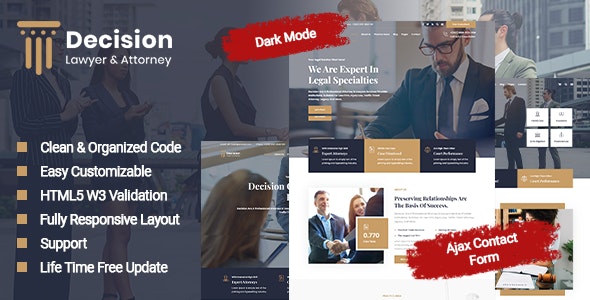 Decision - Lawyer & Attorney HTML Template - Business Corporate