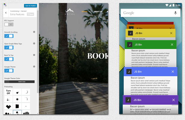 Hotel WordPress theme - customize