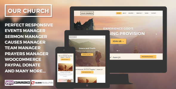 Our Church Responsive Multipurpose Wordpress Theme - Churches Nonprofit