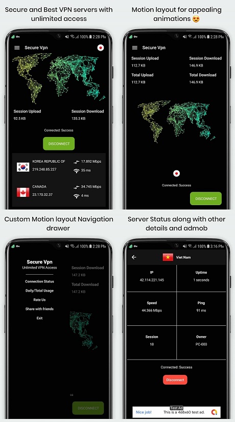 Secure VPN (Unlimted Free Serves + Admob + Motion Layout) - 1