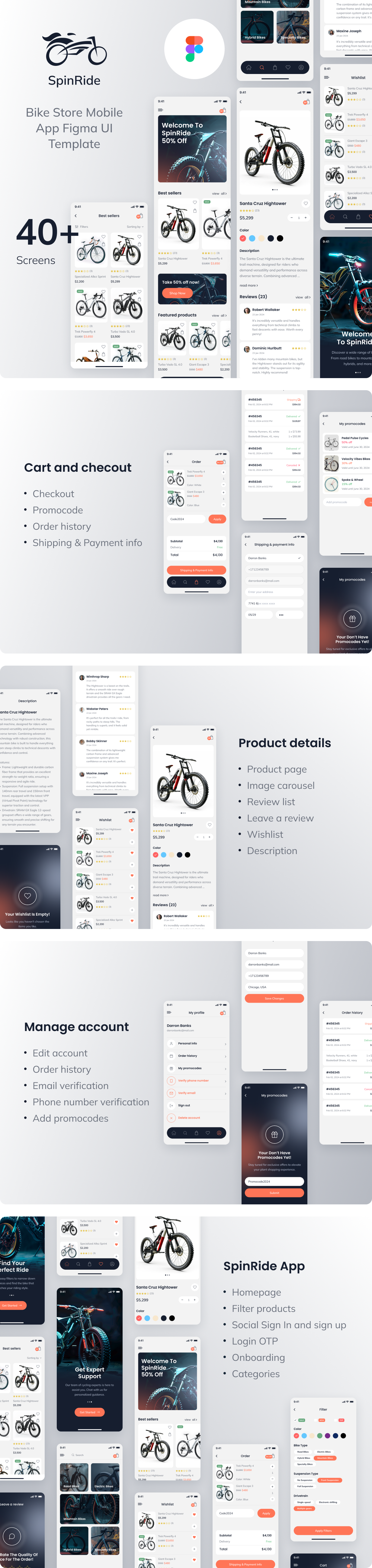 SpinRide - Bike Store Mobile App Figma UI Template - 2
