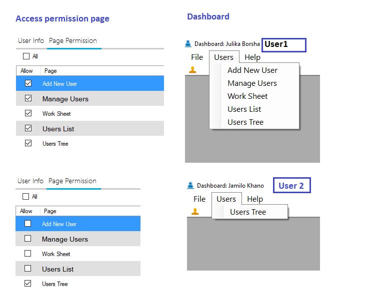 User management and Dynamic MenuStrip with Access privilege in winform - 1