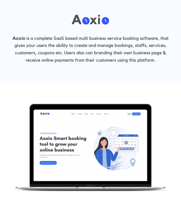 Aoxio - SaaS Multi-Business Service & Event Booking Software - 1