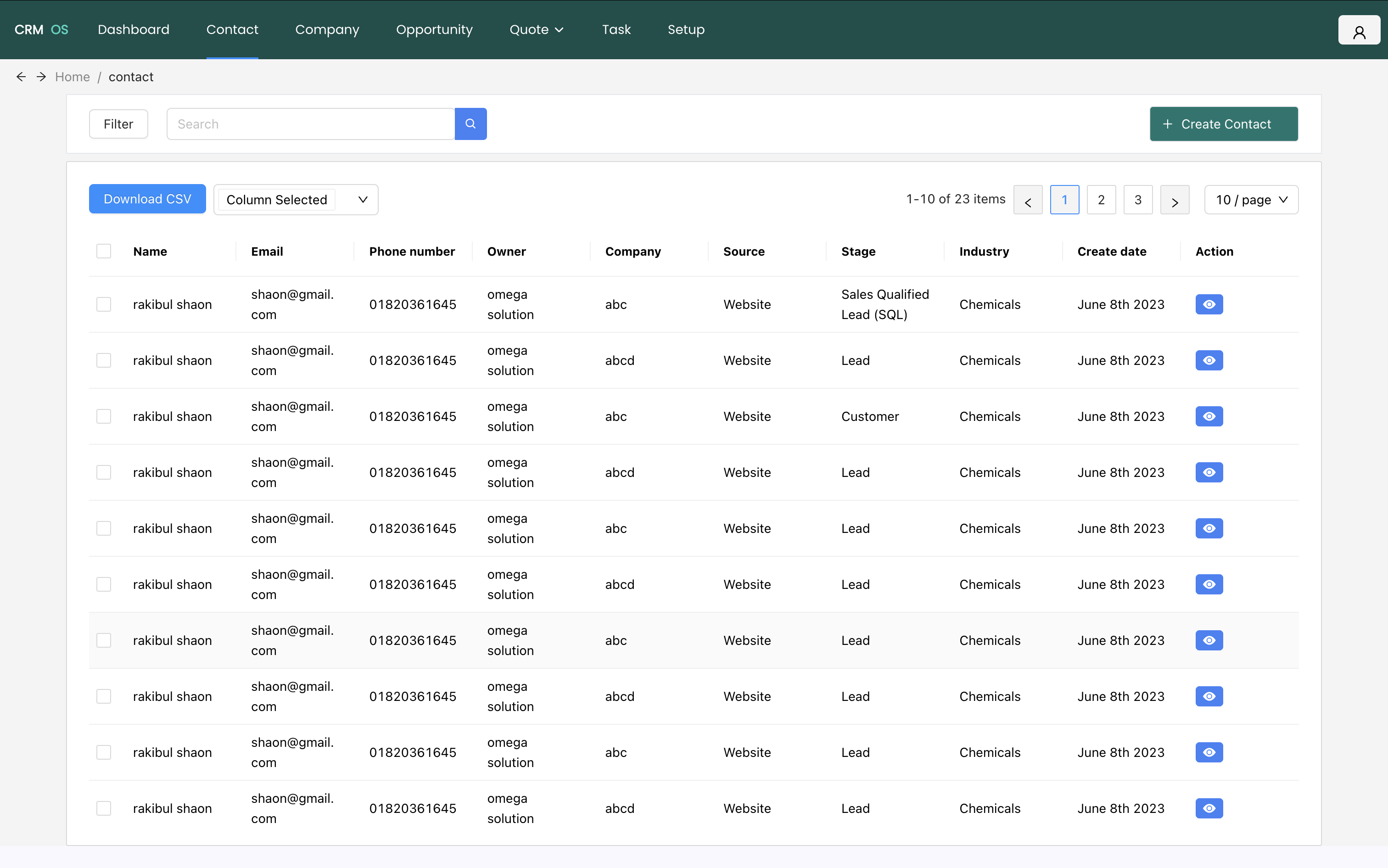 CRM OS - Dashboard