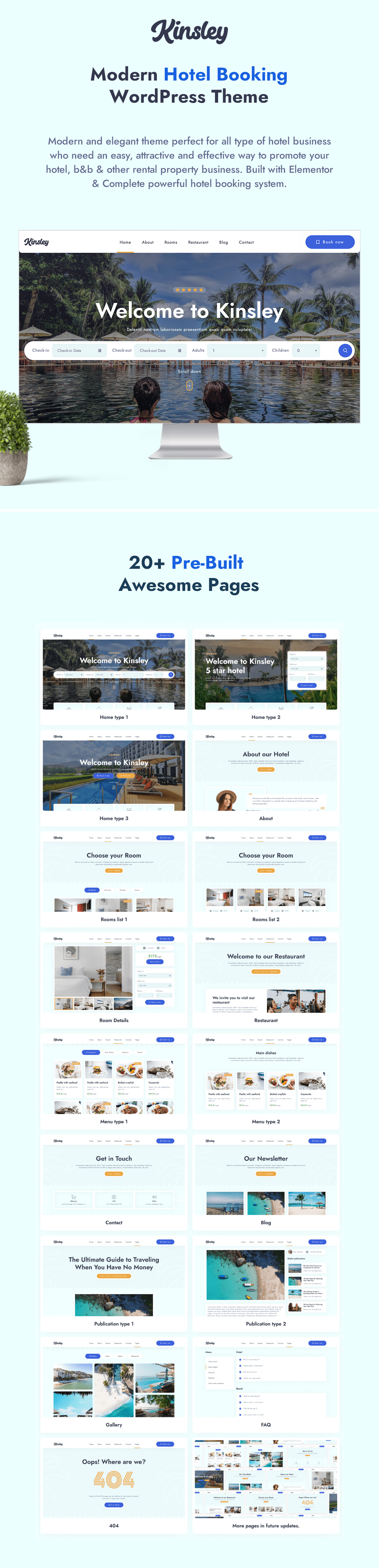 Kinsley - Hotel Booking WordPress Theme
