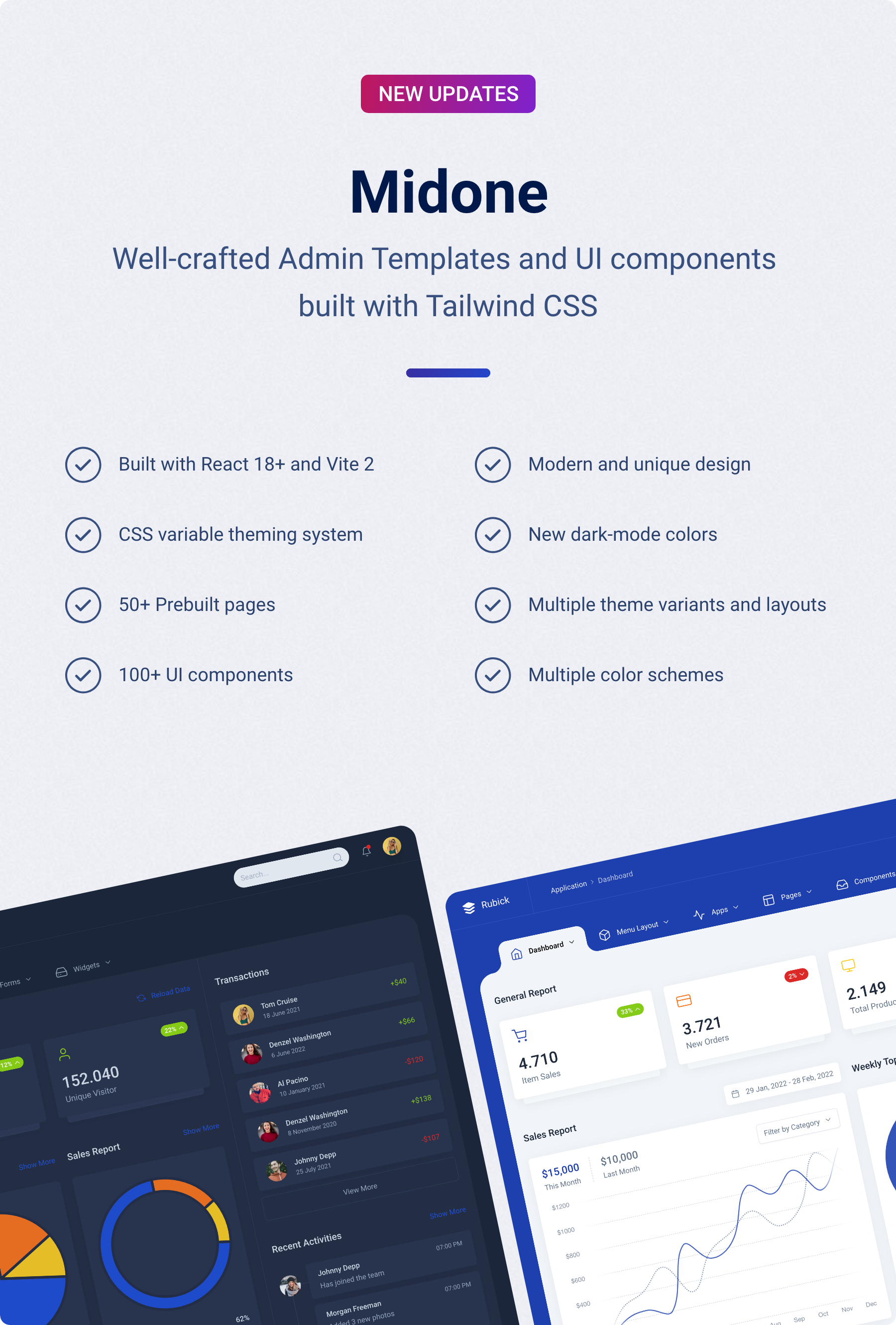 Midone - React Admin Dashboard Template + HTML Version - 5