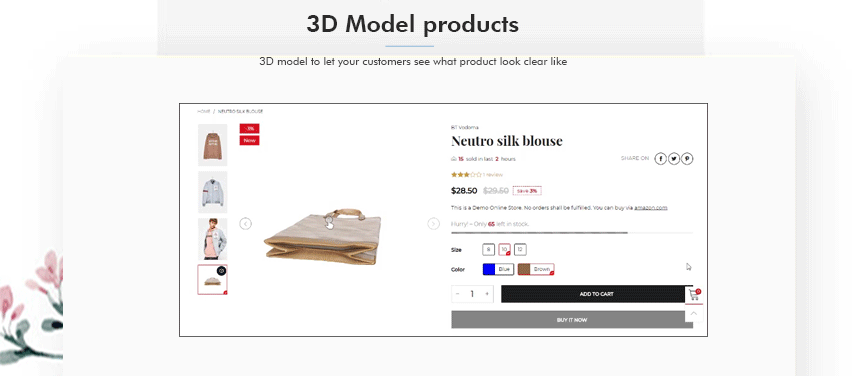3d model on the product page