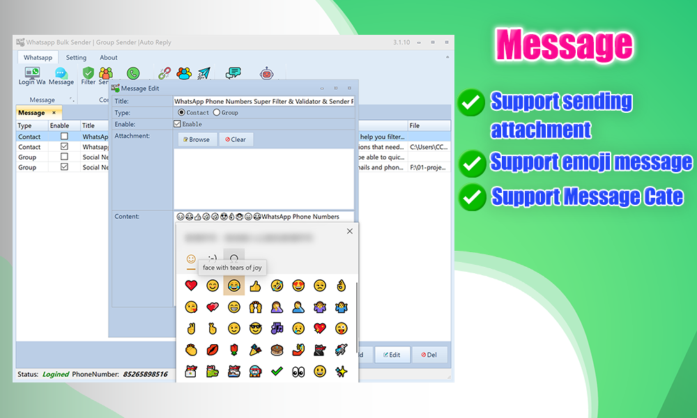 Whatsapp Bulk Sender | Group Sender |Auto Reply +License KeyGen App-Full Reseller