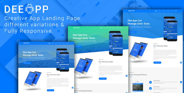 DeeApp - OnePage Responsive App Landing Template - Creative Site Templates
