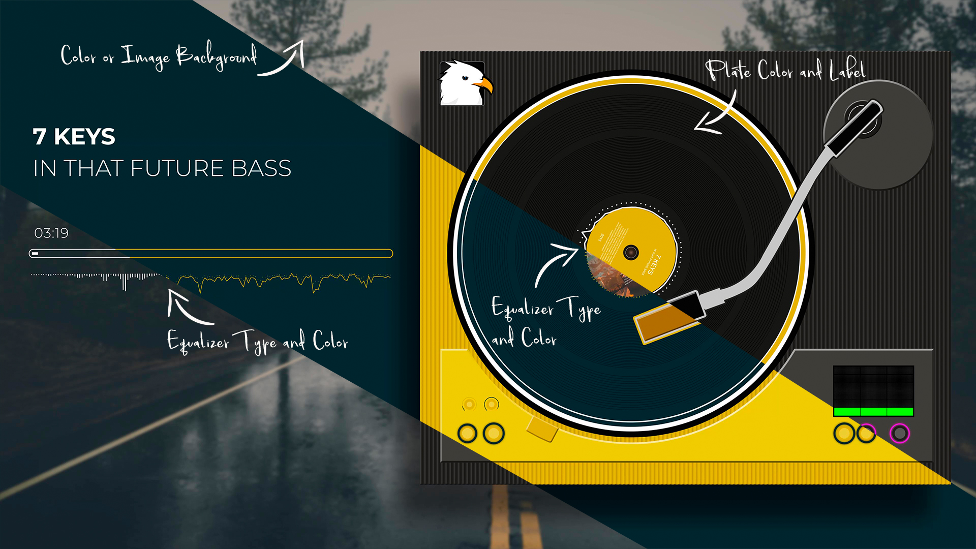 Audio React Spectrum Visualizer With Boombox, Cassette Tape, Vinyl Plate And Vinyl Player Equalizer - 5