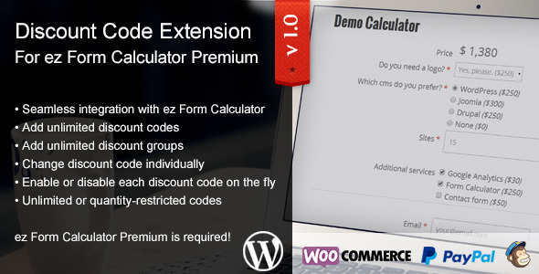 ez Form Calculator Discount Code Extension