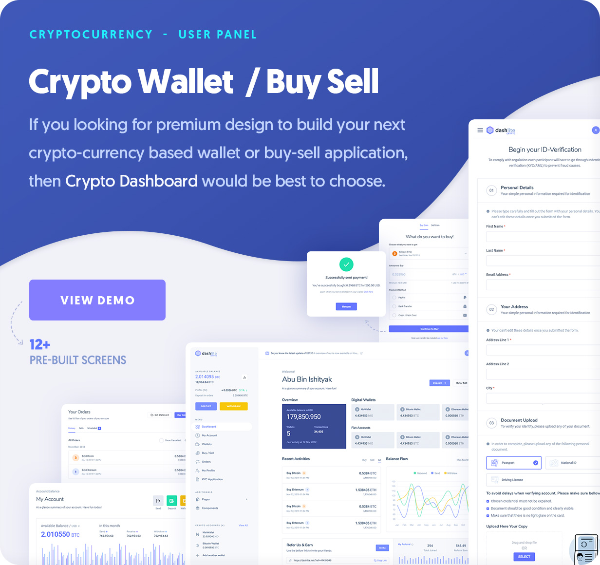 Dasher- Cryptocurrency, Crypto Buy Sell, Wallet Dashboard 模板