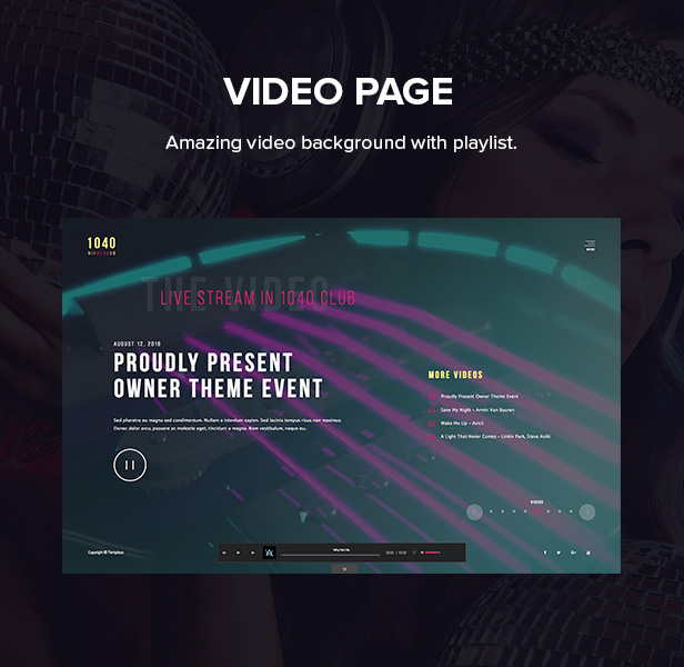 1040 Night Club - DJ, Party, Music Club WordPress Theme