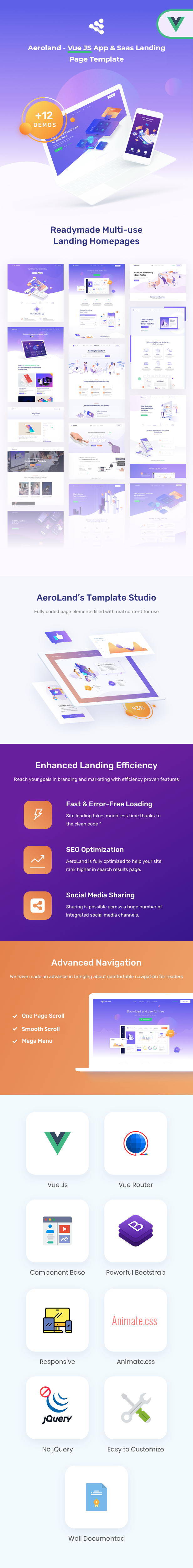 Aeroland - Vue Landing Page Website Template - 1