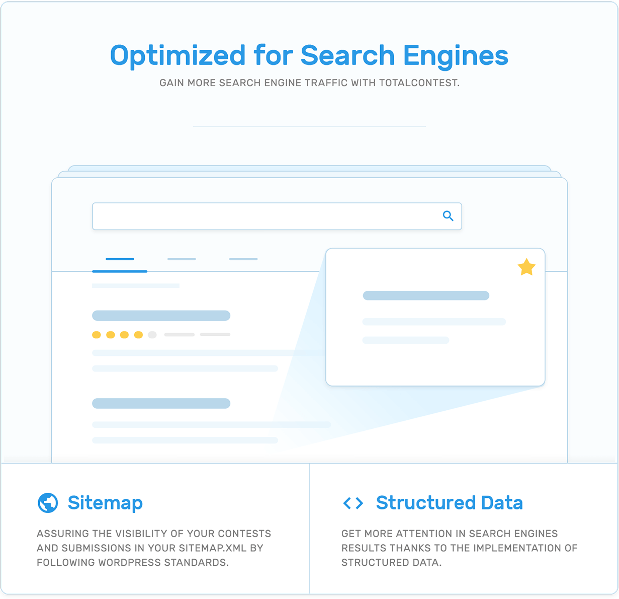 Search engines optimization (SEO), sitemap and structured data in TotalContest WordPress contest plugin.