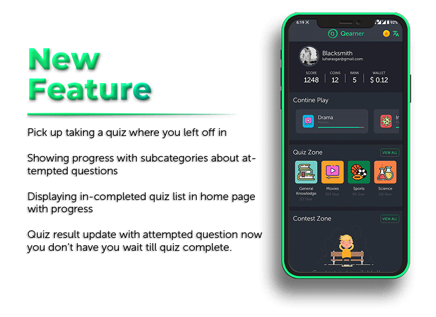 Qearner – Quiz App | Android Quiz game with Earning System + Admin panel - 12