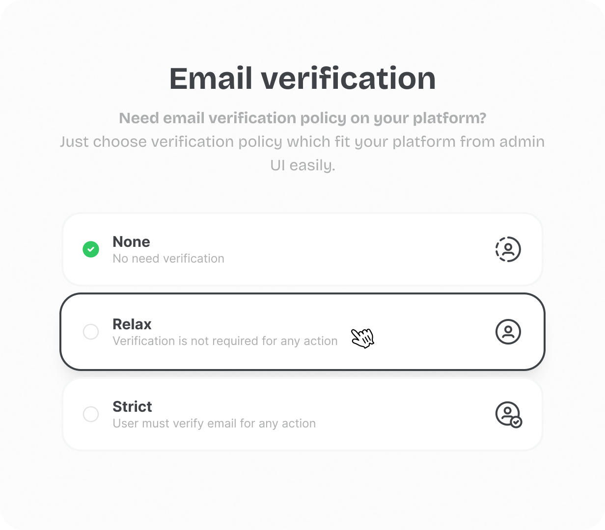 Email Verification (None, Relax, Strict) @heyaikeedo #aikeedo
