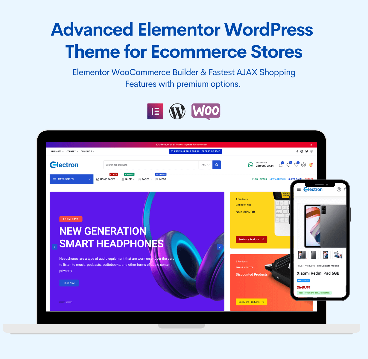 Electron - best rated responsive mobile focused woocommerce theme