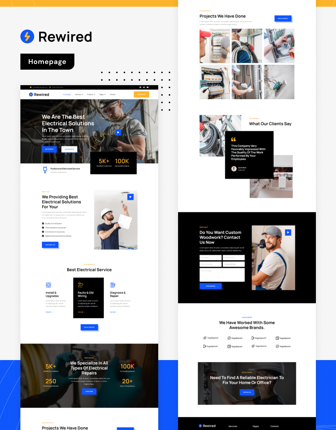 Rewired | Electrical Installation & Maintenance Services Elementor Template Kit - 1