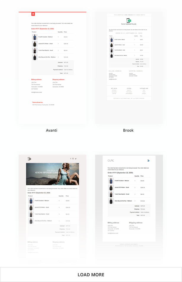 WooCommerce Email Templates - Available Styles