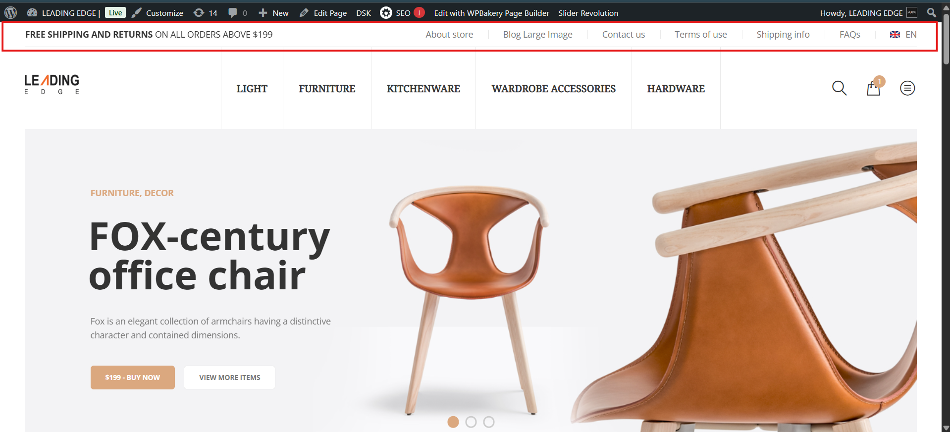 Screenshot showing the top-most website header