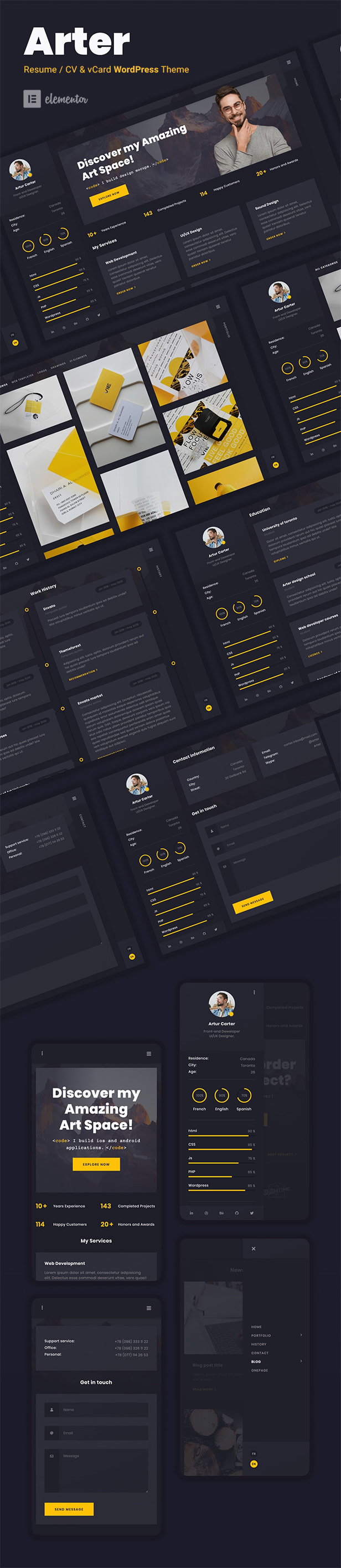 Resume CV & vCard WordPress Theme