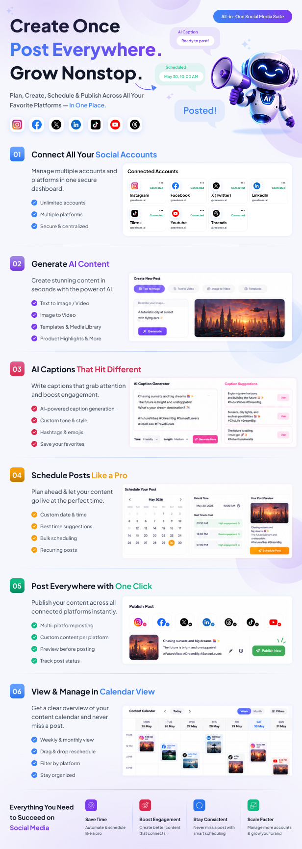 Reelease AI image and video generator with social media automation platform