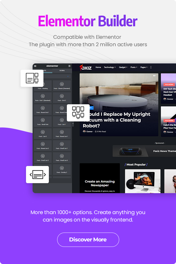 foxiz wordpress newspaper and magazine theme elementor supported