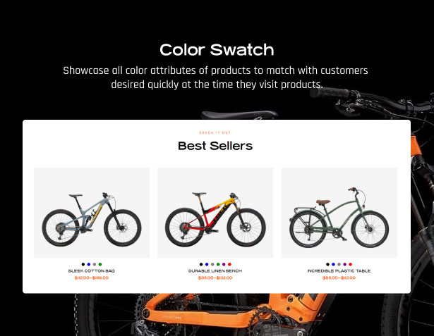 Bike Store WordPress Theme Color Swatch