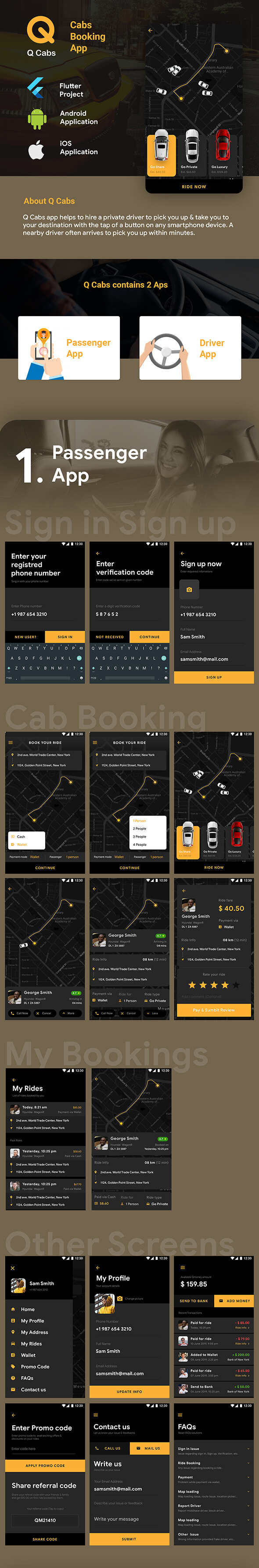 Taksi Uygulaması | Taksi Rezervasyonu Android + iOS Uygulama Şablonu | 2 Uygulama Sürücü + Sürücü | Çarpıntı 2 | Qcab'ler - 4