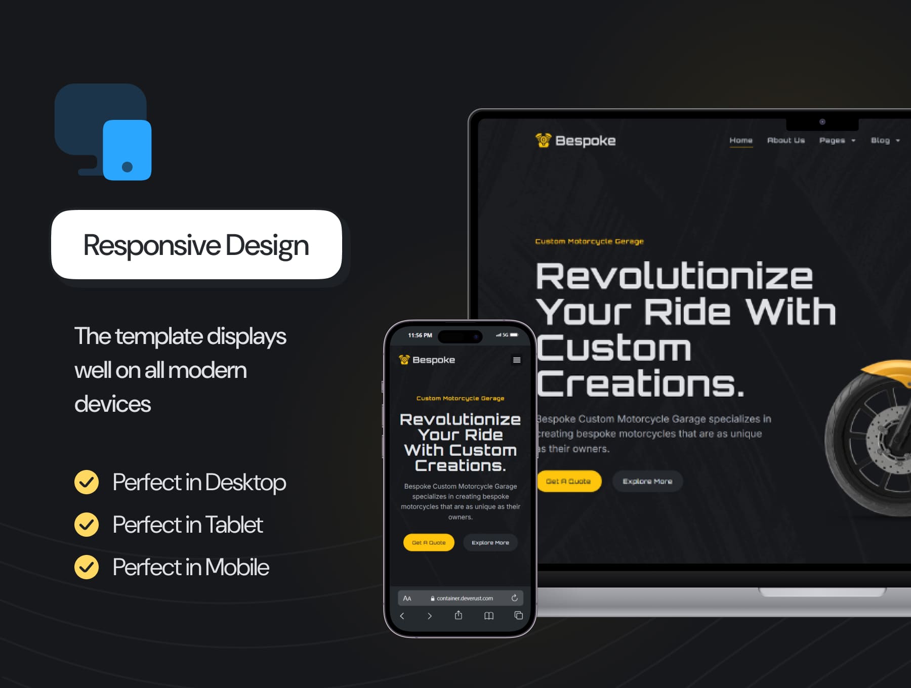 Bespoke - Custom Motorcycle Garage Elementor Pro Template Kit - 5