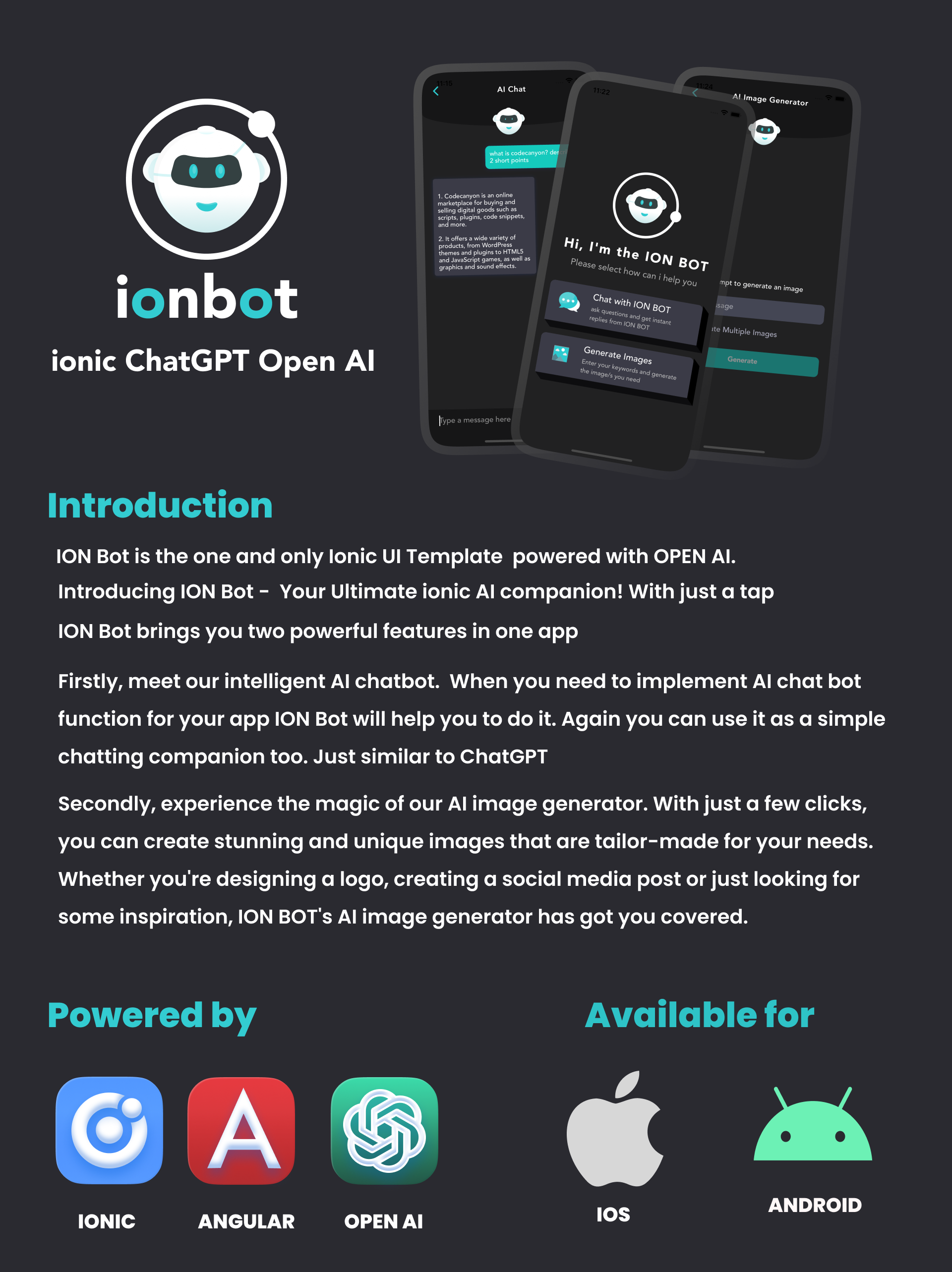 ION Bot - Ionic Chatbot & Image generator with Open AI Android and IOS App | ionic 6 | Capacitor - 1