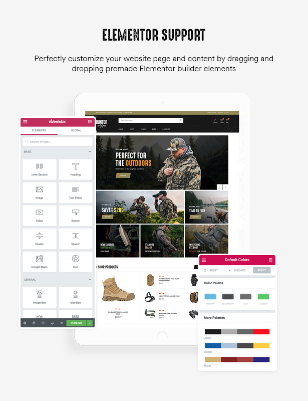 Huntor Hunting WooCommerce Theme Elementor Builder