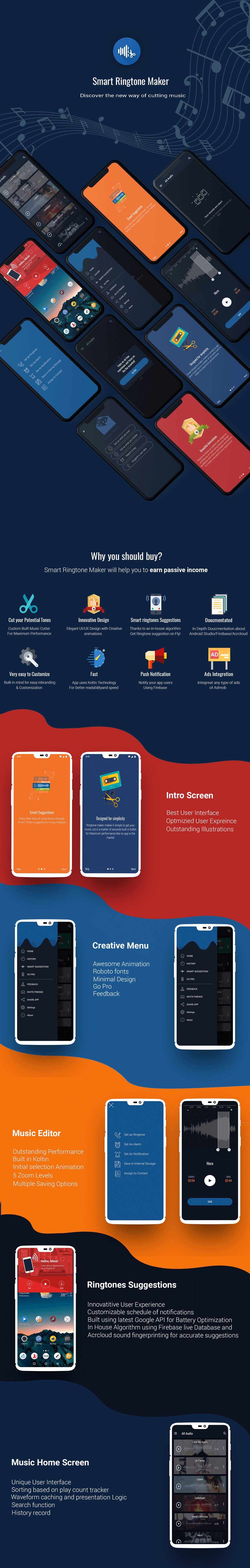 Smart Ringtone maker ( PSD files + Landing Page) - 1